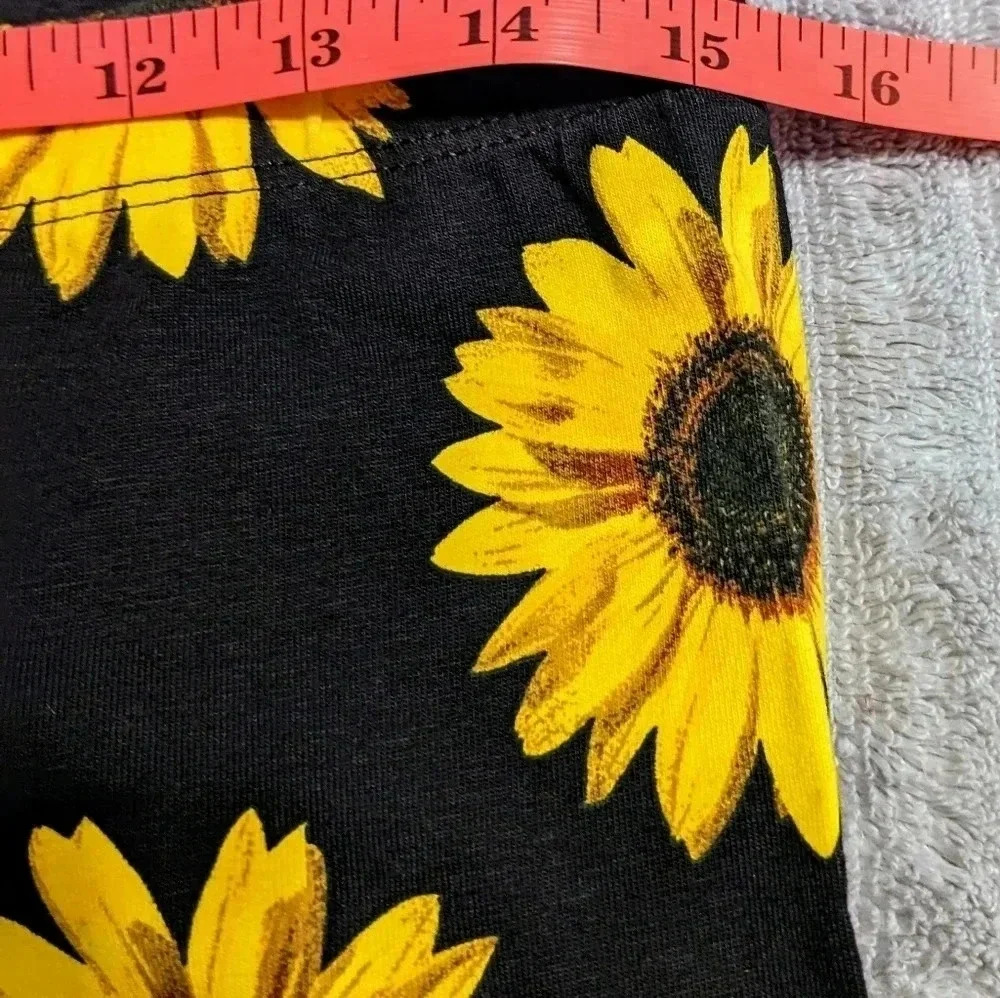 NOBO No Boundaries Sunflower Leggings Yellow Black Stretch Size Large 11-13 NWT - Picture 4 of 6